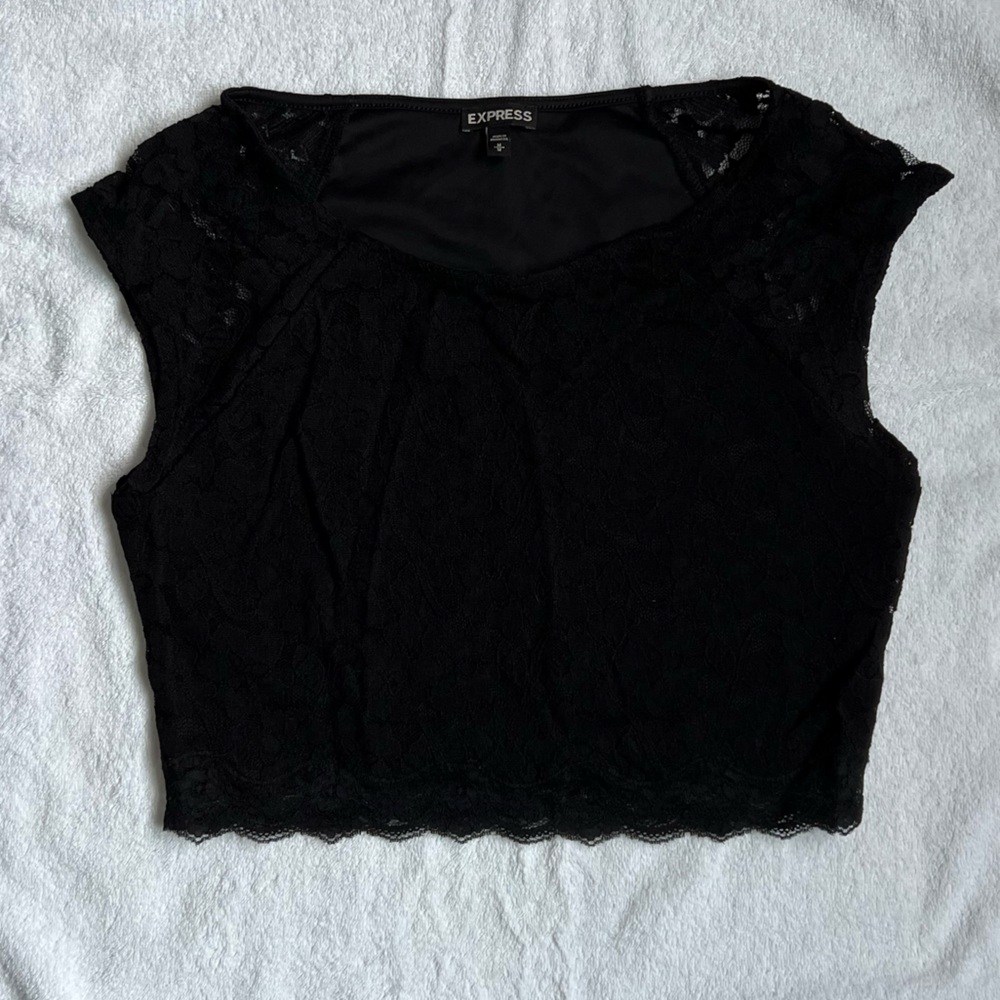 Express Black Lace Crop Top